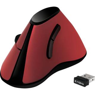 LogiLink Ergonomic vertical mouse wireless 2.4 GHz red - Vertical mouse - Optisk - 5 knapper - Rød