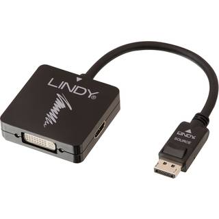 Lindy Displayport til HDMI, VGA og DVI-D aktiv adapter | 0,2 meter | PRIS-MATCH