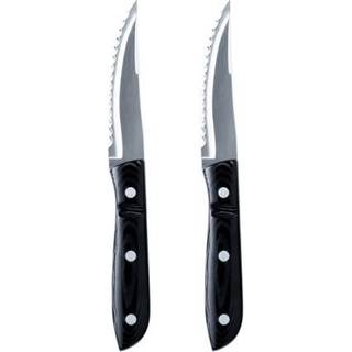 Old Farmer Micarta Steakkniv XL 2 stk. fra Gense - Sort/Stål farve - melamin/18/8 rustfrit stål