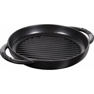 Staub Grillpander Pure grill 23 cm, Rund, Sort, Støbejern