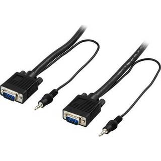 Monitorkabel med 3.5mm lyd (HD15 han-han, uden pin9) | 3 meter | PRIS-MATCH