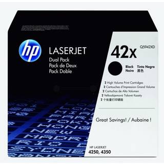 Q5942XD HP 42X TONER CTG BLACK DUAL PACK FOR LASERJET 4250