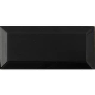 Vægflise Arredo Metro Biselado Facetkant Sort Blank 7,5x15 cm