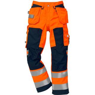 Fristads 111189 Hi Vis Håndværkerbukser dame kl.2 2125 / Arbejdsbukser Hi-Vis Orange/Marine 44