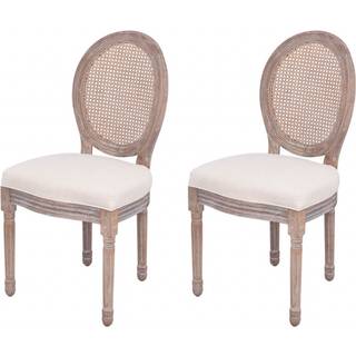 Spisebordsstole Stof Cremefarvet - 2 / Linned