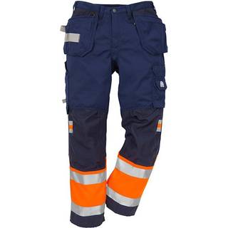 Fristads 100978 Hi Vis håndværker bukser kl.1 2029 / Håndværkerbukser / Arbejdsbukser Hi-Vis Orange/Marine D88