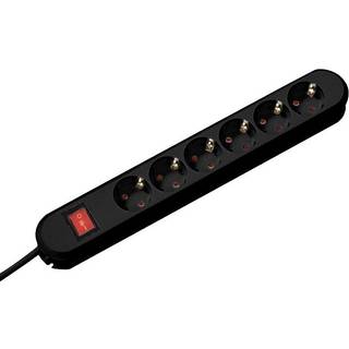 BACHMANN SMART 6-stikdåse CEE7/3 med afbryder, sort, 3m kabel og Schukostik