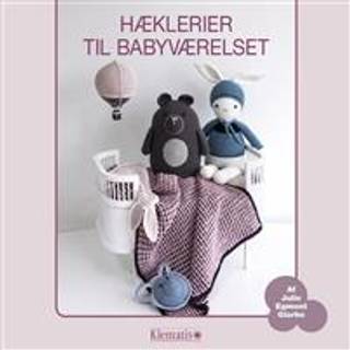 Bog: Hæklerier til babyværelset Designer: Julie Egmont Glarbo Hækl legetøj og lækkert udstyr til babyværelset i tidens pasteller. Her er komplette opskrifter på bløde rangler og rasledyr, krammekaniner og gulvbamser, luftballoner og tæpper foruden guirlander med forskellige søde motiver. Forlag: Klematis 48sider| År2016| 180x180mm| ISBN978-87-7139-243-2.