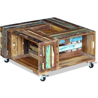 sofabord 70x70x35 cm massivt genbrugstræ