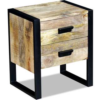 Sidebord Med 2 Skuffer Massivt Mangotræ 43X33X51 Cm