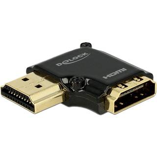 Delock High Speed HDMI han-til-hun-adapter med Ethernet 4K@60 Hz 90° vinklet til venstre