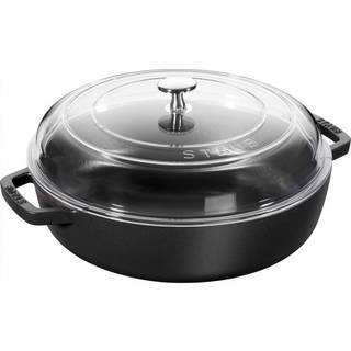 Staub Sauterpander Sautepande Med glaslåg 24 cm, Støbejern