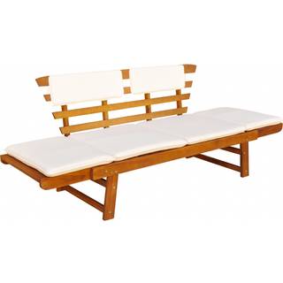 Havebænk Med Hynder 2-I-1 190 Massivt Akacietræ - 4 / Brun og hvid