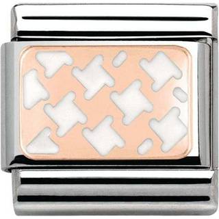 Nomination Anhänger - Composable Classic - 9k Rosegold, Emaille - Weiss - 430201/04 - bicolor