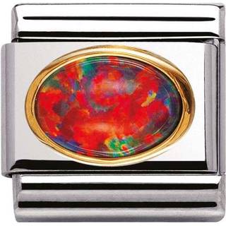Nomination Classic - EDELSTEINE OVAL aus Edelstahl und 18K-Gold (OPAL ROT) - rot