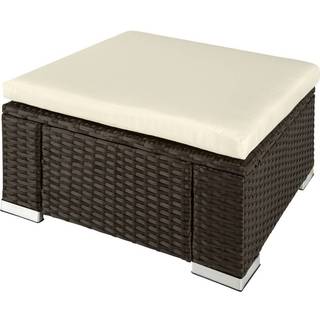 Polyrattan puf med hynde - grå