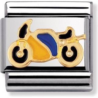 Nomination Classic - SPORTS Edelstahl, Email und 18K-Gold (Motorrad GELB/BLAU) - schwarz