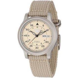 Seiko 5 Automatic Beige Dial Beige NATO Style Strap Men's Watch SNK803K2