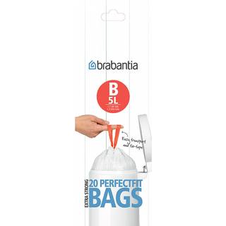 brabantia Size B - trash can liner - 5 L - high-density polyethylene (HDPE) - white - pack of 12 x 20