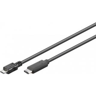 USB-C 2.0 til Micro USB lade- og datakabel, sort, 0,2m