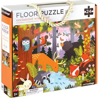 Petit Collage Floor Puzzle Enchanted Woodland 24 stykker | Stort puslespil til børn | Færdiggjort skovpuslespil måler 18 x 24 | Gør en god gaveid