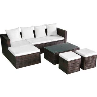 haveloungesæt 4 dele med hynder polyrattan sort