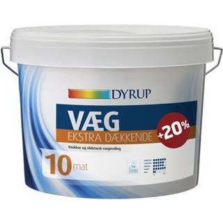 DYRUP vægmaling 10 ekstra dækkende 10,8 liter - hvid (På lager i varehus)