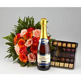 Varm buket, mousserende vin og chokolade