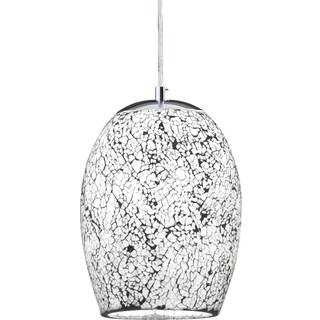 Crackle pendellampe, krom hvid