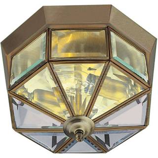 Loftslampe Flush klassisk messing antik, ottekantet
