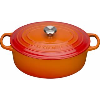 Le Creuset støbejernsgryde oval 27 cm Signature blank sort