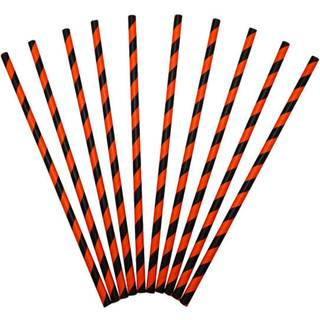 Stribede papsugerør 24 stk. - Sort/orange
