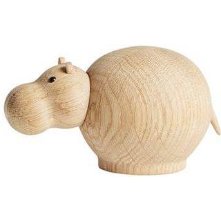 Hibo Hippopotamus flodhest figur i taupe grå træ WOUD - Lille
