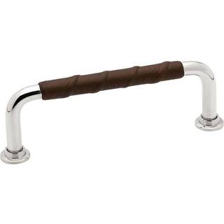 Beslag Design 1353 greb, 96 mm, forniklet/brunt læder