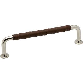 Beslag Design 1353 greb, 128 mm, forniklet/brunt læder