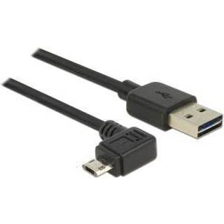Dual Easy USB 2.0 - USB-A / Micro-B - Vinklet - Sort - 0.5 m