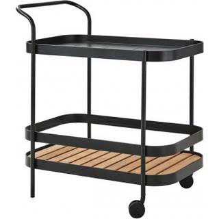Cane Line - Roll - Barvogn med teak bordplade - Sort