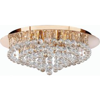 Hanna loftslampe, guld, krystalkugler, Ø 55 cm