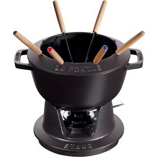 Fonduesæt 20 cm Sort med blank inderside