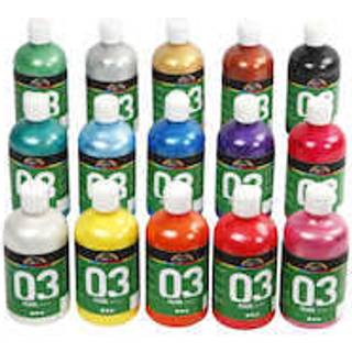 Metallic Akrylmaling - 15 Ass. Farver, 500ml