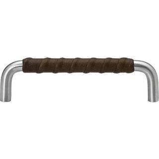 Beslag Design SS-A greb, 128 mm, rustfrit stål/brunt læder