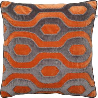 Chhatwal & Jonsson Varanasi Velvet Pudebetræk 50x50cm / Grå - Pyntepuder & Betræk Bomuld Orange - CC570160-10V