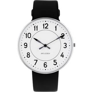 Arne Jacobsen Station Watch Unisexur, ø40mm med sort mesh lænke