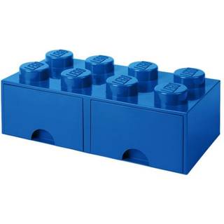 LEGO Storage Brick Drawer 8 - stor opbevaringsklods med 2 skuffer - 50 x 25 cm - bright blue