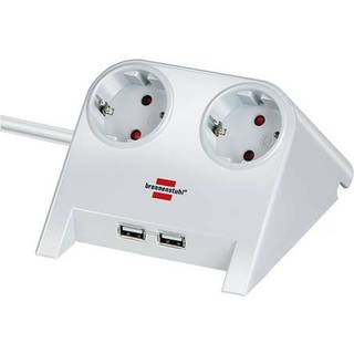 Bordstikdåse 2 udtag - Schuko EU jord - 2 x USB - Hvid