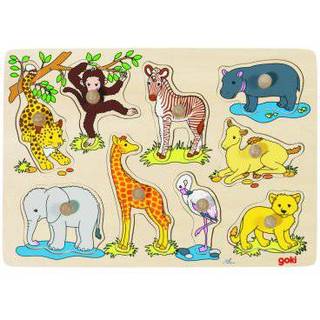 Goki Wooden Bubble Puzzle wild animals 9dlg.