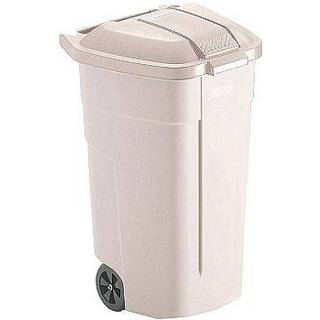 Rubbermaid affaldsspand i plast med hjul 110 liter beige