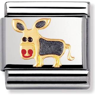 Nomination Classic - TIERE - LAND Edelstahl, Email und 18K-Gold (Esel) - grau