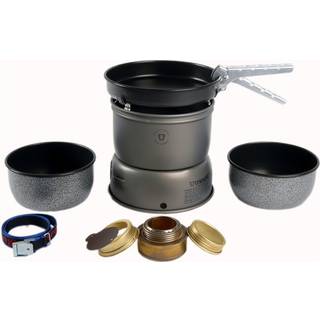 Spritbrænder Trangia 27 Small, 1000 W + 2 gryder, 1 stegepande i NS / Non Stick-teflon + vindskærm i HA / hårdanodiseret aluminium + gribetang + rem, Uden brændstof