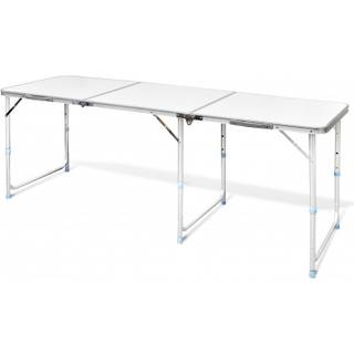 Sammenfoldeligt højdejusterbart camping bord i aluminium, 180 x 60 cm